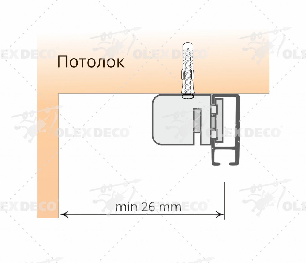 Крепление профиля универсал посредством суппорта поворотного универсального