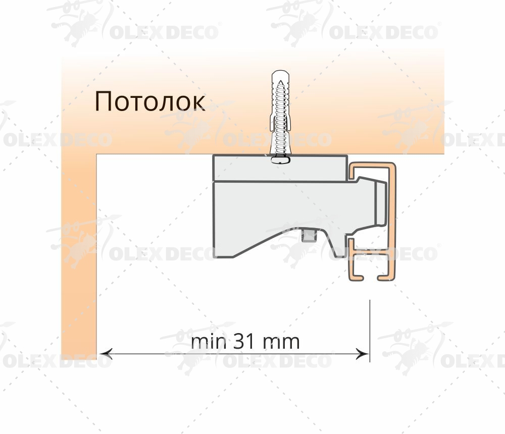 Крепление профиля универсал с использованием кронштейна пластикового 25 мм