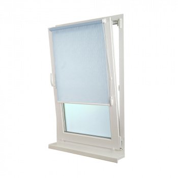 Рулонная штора «Мини» фурнитура Белая. Ткань коллекции «Лазурь» Голубой (компл. Besta)