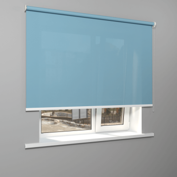 Рулонная штора «Moncada» ø38 фурнитура Белая. Ткань коллекции «Плэин» Небесный