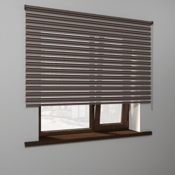 Рулонная штора «MGS День-Ночь» фурнитура Коричневая. Ткань коллекции «Саванна» Шоколад