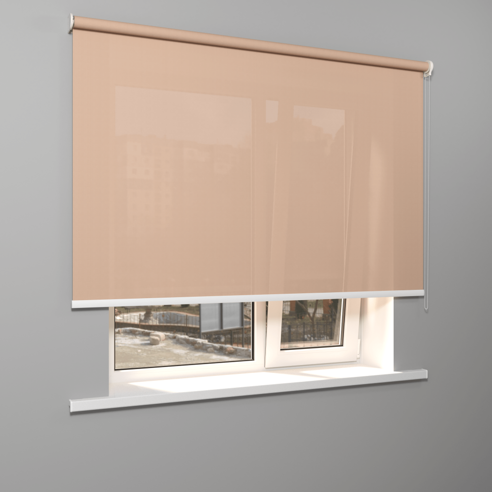 Рулонная штора «Moncada» ø38 фурнитура Белая. Ткань коллекции «Скрин Витара» Бежевый