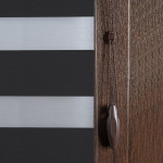 Рулонная штора «Мини День-Ночь» фурнитура Коричневая. Ткань коллекции «Саванна» Черный