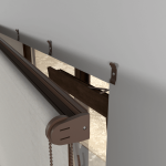 Рулонная штора «MGS» фурнитура Коричневая. Ткань коллекции «Лен» Бежевый