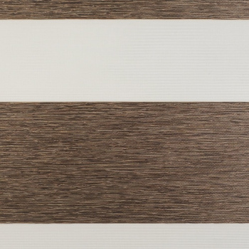 Рулонная штора «MGS День-Ночь» фурнитура Коричневая. Ткань коллекции «Саванна» Корица