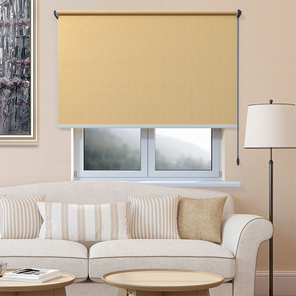 Рулонная штора «Toledo» ø28 фурнитура Черная. Ткань коллекции «Лазурь» Бежевая