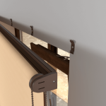 Рулонная штора «MGS» фурнитура Коричневая. Ткань коллекции «Пастель» Персик