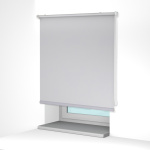 Рулонная штора «MGS» фурнитура Белая. Ткань коллекции «Аканта» Silver Blackout Белая