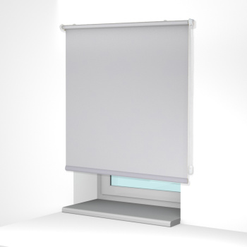 Рулонная штора «MGS» фурнитура Белая. Ткань коллекции «Аканта» Silver Blackout Белая 