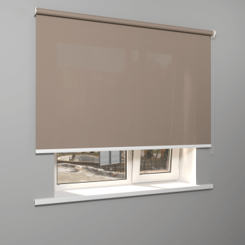 Рулонная штора «Moncada» ø38 фурнитура Белая. Ткань коллекции «Тэсиро» Бежевая (компл. Россия)