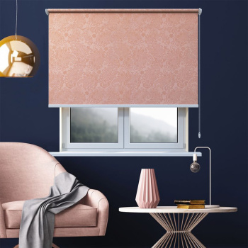 Рулонная штора «Toledo» ø28 фурнитура Белая. Ткань коллекции «Арабеска» Розовый