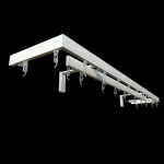 фото стеновой профильный карниз для штор «универсал» с прямыми поворотами к стене двухрядный белый в интернет-магазине Олексдеко