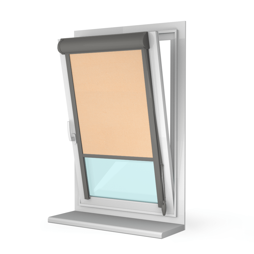 Рулонная штора «UNI 2» фурнитура Темно-серая. Ткань коллекции «Пастель» Песок