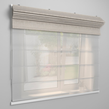 Римская штора «День-ночь» белый подъем. мех. инд.размер «Лен» Натуральный («Твинс One Touch»)