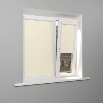 Рулонная штора «UNI 1» фурнитура Белая. Ткань коллекции «Аканта» Silver Blackout Шампань 