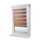 Рулонная штора «UNI 2 День-Ночь» фурнитура Белая. Ткань коллекции «Саванна» Корица