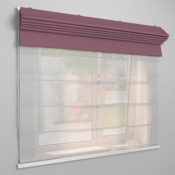 Римская штора «День-ночь» белый подъем. мех. «Монро» Dim-out Брусничный («Твинс One Touch» L=100 см H=170 см)