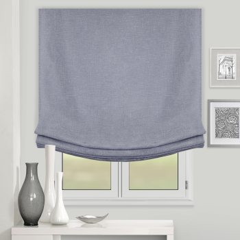 Римская штора Relax с мягкими складками «Лен» Серо-синий (Вена ширина 130 см высота 170 см)