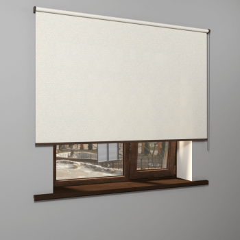 Рулонная штора «MGS» фурнитура Коричневая. Ткань коллекции «Пандора» Жемчуг