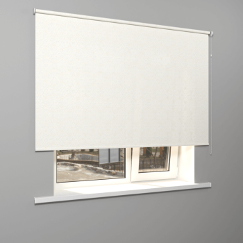 Рулонная штора «Стандарт» фурнитура Белая. Ткань коллекции «Пандора» Жемчуг глянец