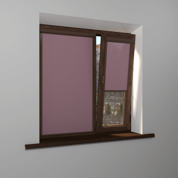 Рулонная штора «UNI 2» фурнитура Коричневая. Ткань коллекции «Плэин» Лиловый (компл. Bestа)