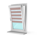 Рулонная штора «UNI 2 День-Ночь» фурнитура Белая. Ткань коллекции «Соло» Мокка