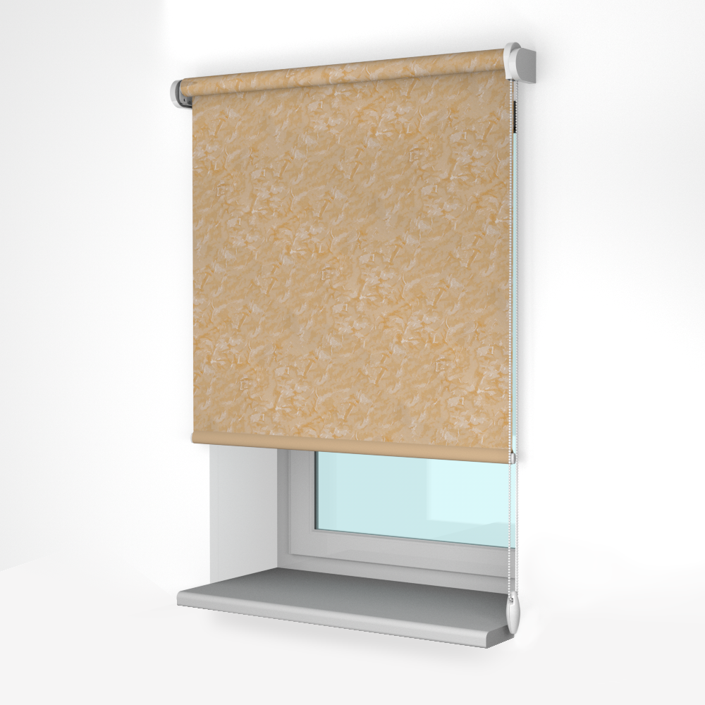 Рулонная штора «Стандарт» фурнитура Белая. Ткань коллекции «Шелк» Песок