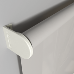 Рулонная штора «Moncada» ø38 фурнитура Белая. Ткань коллекции «Плэин» Светло-серый