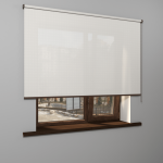 Рулонная штора «MGS» фурнитура Коричневая. Ткань коллекции «Скрин Витара» Белый