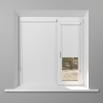 Рулонная штора «UNI 1» фурнитура Белая. Ткань коллекции «Плэин» Белый