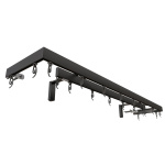 фото стеновой профильный карниз для штор «универсал» с прямыми поворотами к стене двухрядный черный в интернет-магазине Олексдеко