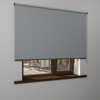 Рулонная штора «MGS» фурнитура Коричневая. Ткань коллекции «Плэин» Silver BO Серый (компл. Besta)