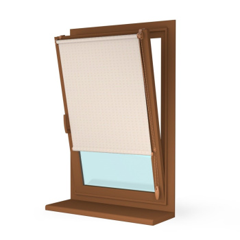 Рулонная штора «Мини» фурнитура Золотой дуб. Ткань коллекции «Квадро» Шампань (компл. Besta)