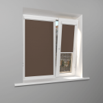 Рулонная штора «UNI 1» фурнитура Белая. Ткань коллекции «Плэин» Silver Blackout Какао