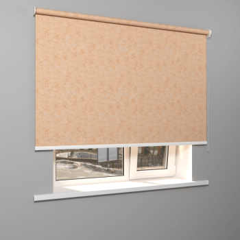 Рулонная штора «Moncada» ø38 фурнитура Белая. Ткань коллекции «Шелк» Мокка