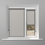 Рулонная штора «UNI 2» фурнитура Темно-серая. Ткань коллекции «Плэин» Светло-серый