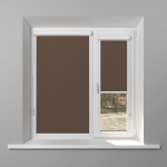 Рулонная штора «UNI 1» фурнитура Белая. Ткань коллекции «Плэин» Silver Blackout Какао