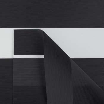 Рулонная штора «Мини День-Ночь» фурнитура Коричневая. Ткань коллекции «Саванна» Черный