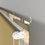 Рулонная штора «MGS» фурнитура Белая. Ткань коллекции «Плэин» Хаки