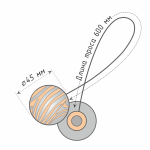 Клипса магнитная «Зебра» ø4,5 см для легкого и среднего веса штор с тросом 60 см (ХМ/З)