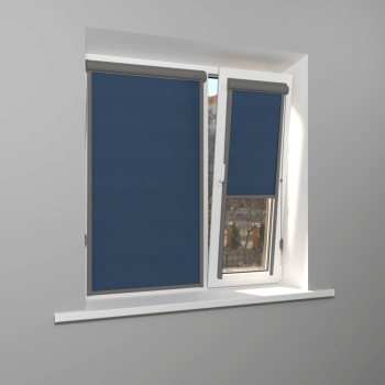 Рулонная штора «UNI 2» фурнитура Темно-серая. Ткань коллекции «Плэин» Сапфировый (компл. Bestа)