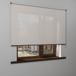 Рулонная штора «MGS» фурнитура Коричневая. Ткань коллекции «Скрин Виши» Бело-серый