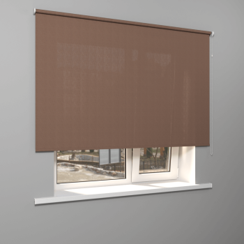 Рулонная штора «Стандарт» фурнитура Белая. Ткань коллекции «Тэсиро» Коричневый