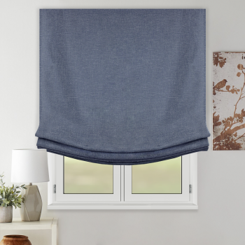 Римская штора Relax инд.размер «Лен» Темно-синий (Вена мех. Белый)