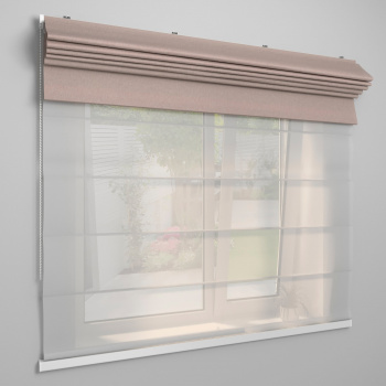 Римская штора «День-ночь» белый подъем. мех. «Lino» Бежевый («Твинс One Touch» L=100 см H=170 см)