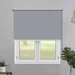 Рулонная штора «Toledo» ø28 фурнитура Черная. Ткань коллекции «Аканта» Silver Blackout Серая