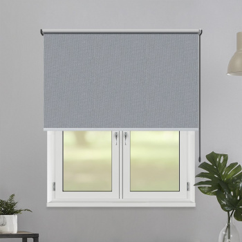 Рулонная штора «Toledo» ø28 фурнитура Черная. Ткань коллекции «Аканта» Silver BO Серая (компл. Россия)