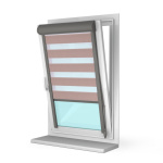 Рулонная штора «UNI 2 День-Ночь» фурнитура Темно-серая. Ткань коллекции «Соло» Мокка