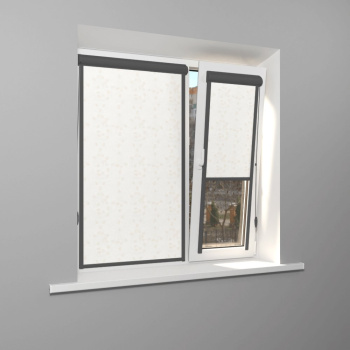 Рулонная штора «UNI 2» фурнитура Темно-серая. Ткань коллекции «Фрассино» Жемчуг глянец (компл. Bestа)