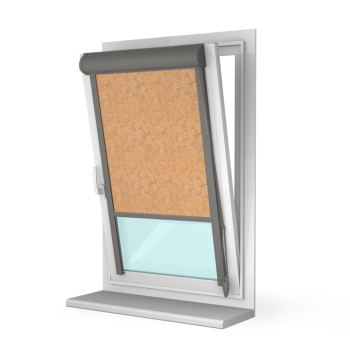 Рулонная штора «UNI 2» фурнитура Темно-серая. Ткань коллекции «Шелк» Капучино (компл. Bestа)